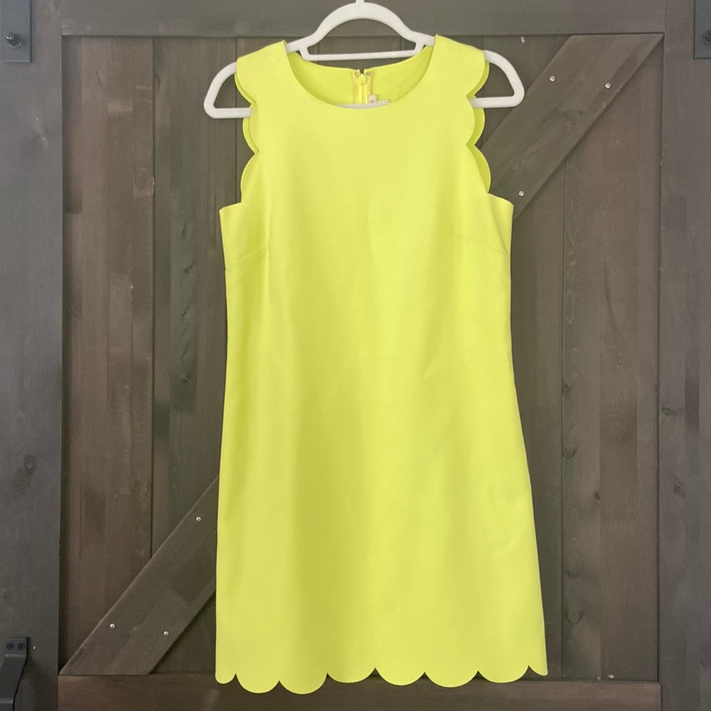 J.Crew Lime Green Scalloped Mini Dress, Size 8